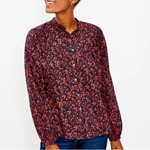 Loft Shimmer Floral Button-Down